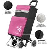 Carro Compra Plegable 4 Ruedas con Bolsillo Térmico para Congelados, Carro Plegable con Ruedas, 54 Litros de Capacidad y 40 Kg de Carga Máxima, Compartimentos Extra, Ruedas Grandes Resistentes para Facilitar el Movimiento y el Transporte del Peso