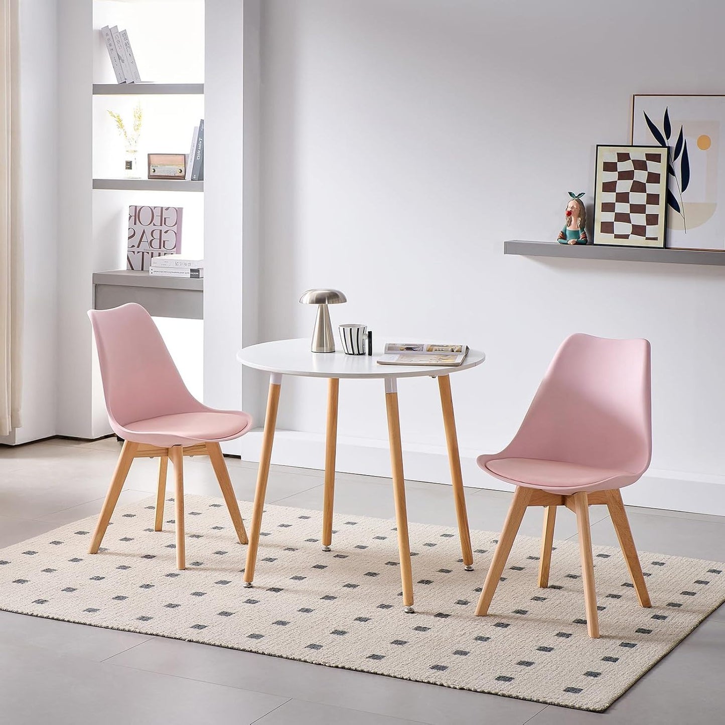 1/2/4/6 Unidad Sillas para Comedor, Sillas para Cocina con Asiento Blando, Tapizado y Patas Resistentes de Madera de Haya, Sillas Nórdicas