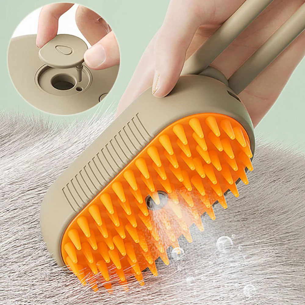 Cepillo Vapor Mascotas, Masajea y Retira el Pelo Suelto, Botón para Vapor, Peine de Pelaje para Mascotas Recargable por USB, Mango Abatible, Ideal para Todos los Gatos y Perros, Adecuado para Uso Diario