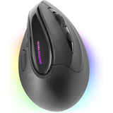 Mars Gaming MM-SK, Ratón Gaming Inalámbrico Vertical Tri-Mode Ergonómico, Iluminación RGB Chroma, Sensor Óptico Pixart 8400DPI, Switches Mecánicos Huano, 9 Botones Programables, Negro