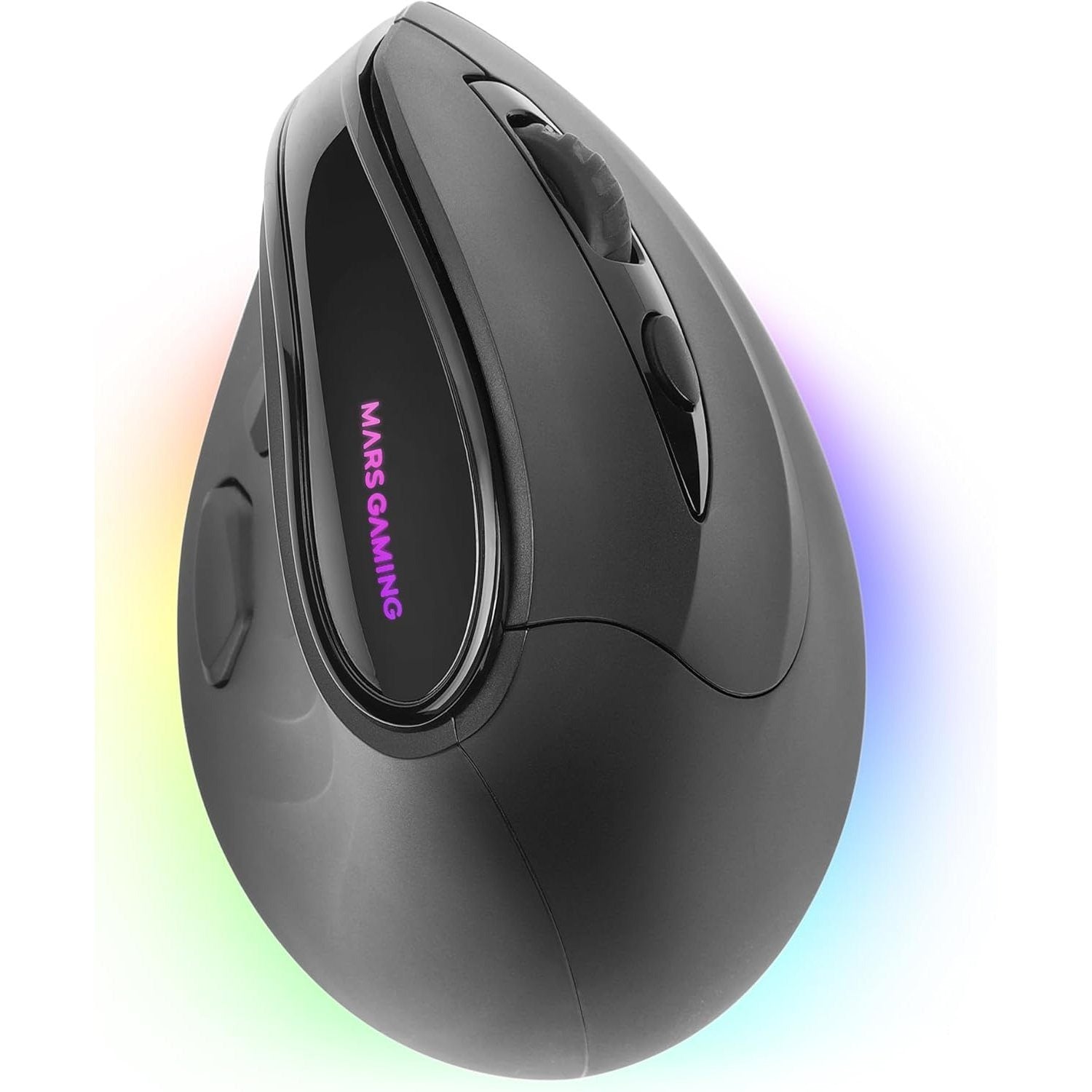 Mars Gaming MM-SK, Ratón Gaming Inalámbrico Vertical Tri-Mode Ergonómico, Iluminación RGB Chroma, Sensor Óptico Pixart 8400DPI, Switches Mecánicos Huano, 9 Botones Programables, Negro