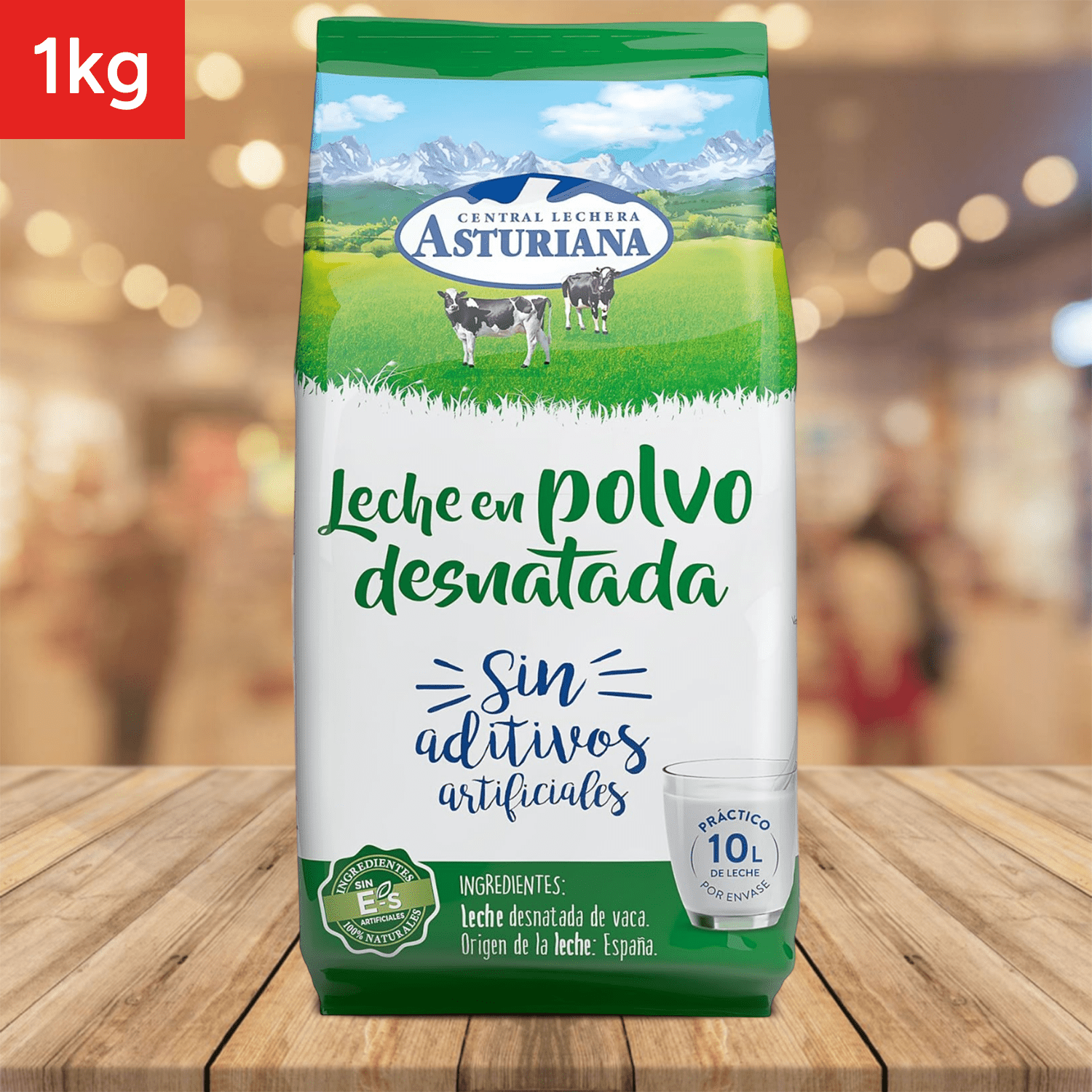 Central Lechera Asturiana Leche en Polvo Desnatada, Sin Aditivos Artificiales, 1kg