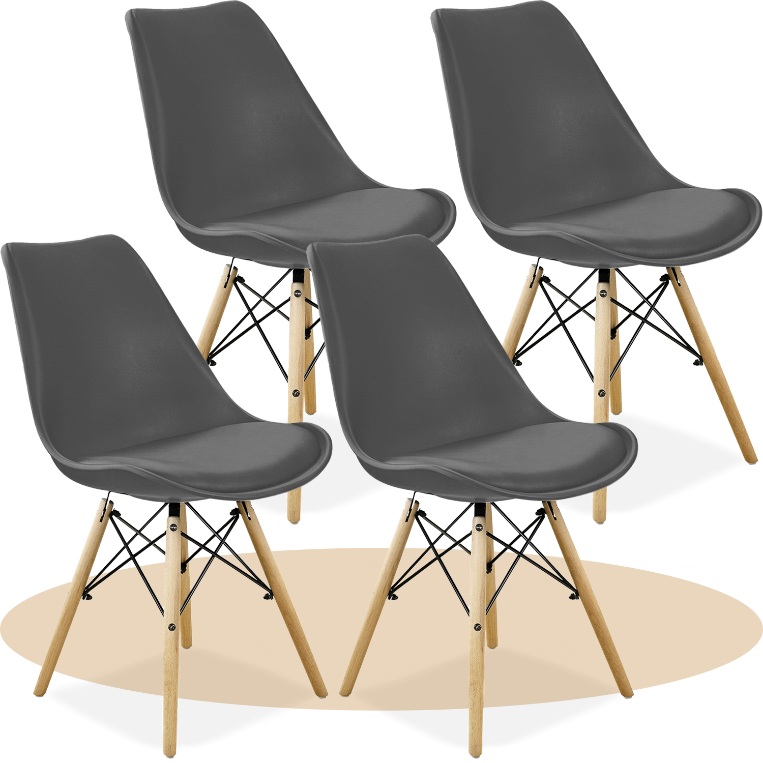 Sillas para Comedor, Sillas para Cocina con Asiento Blando, Tapizado y Patas Resistentes de Madera de Haya, Sillas Nórdicas Minimalistas, 49.5 x 44 x 79.5 cm