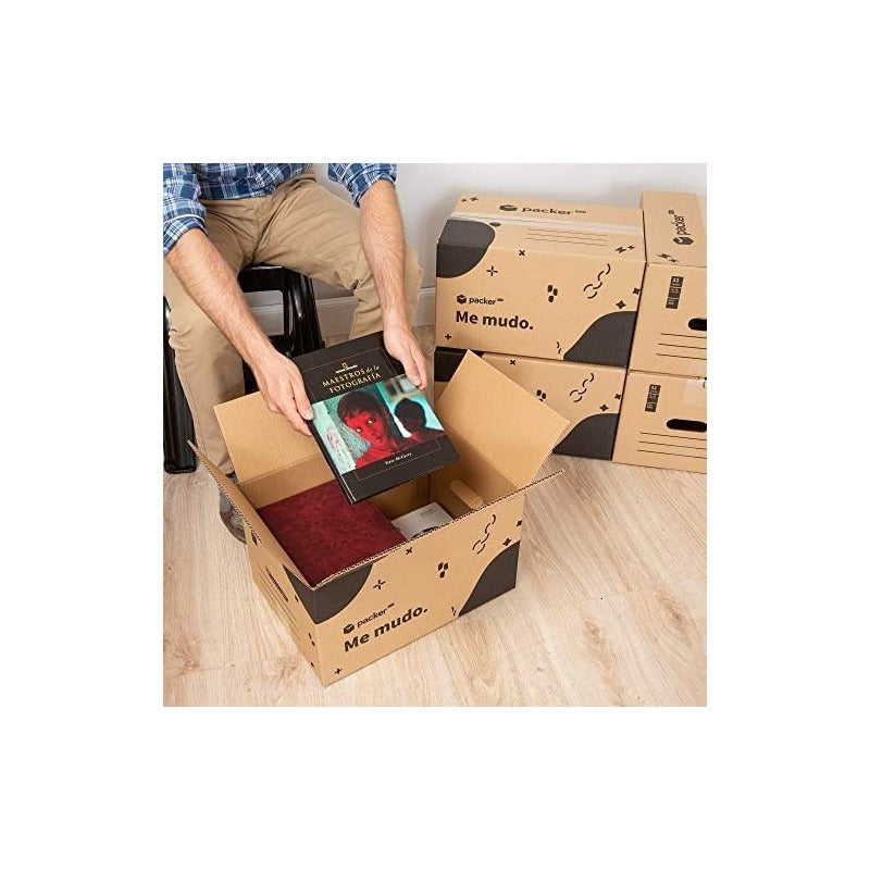 Pack 10 Cajas Carton para Mudanzas y Almacenaje Ultra Resistentes con Asas