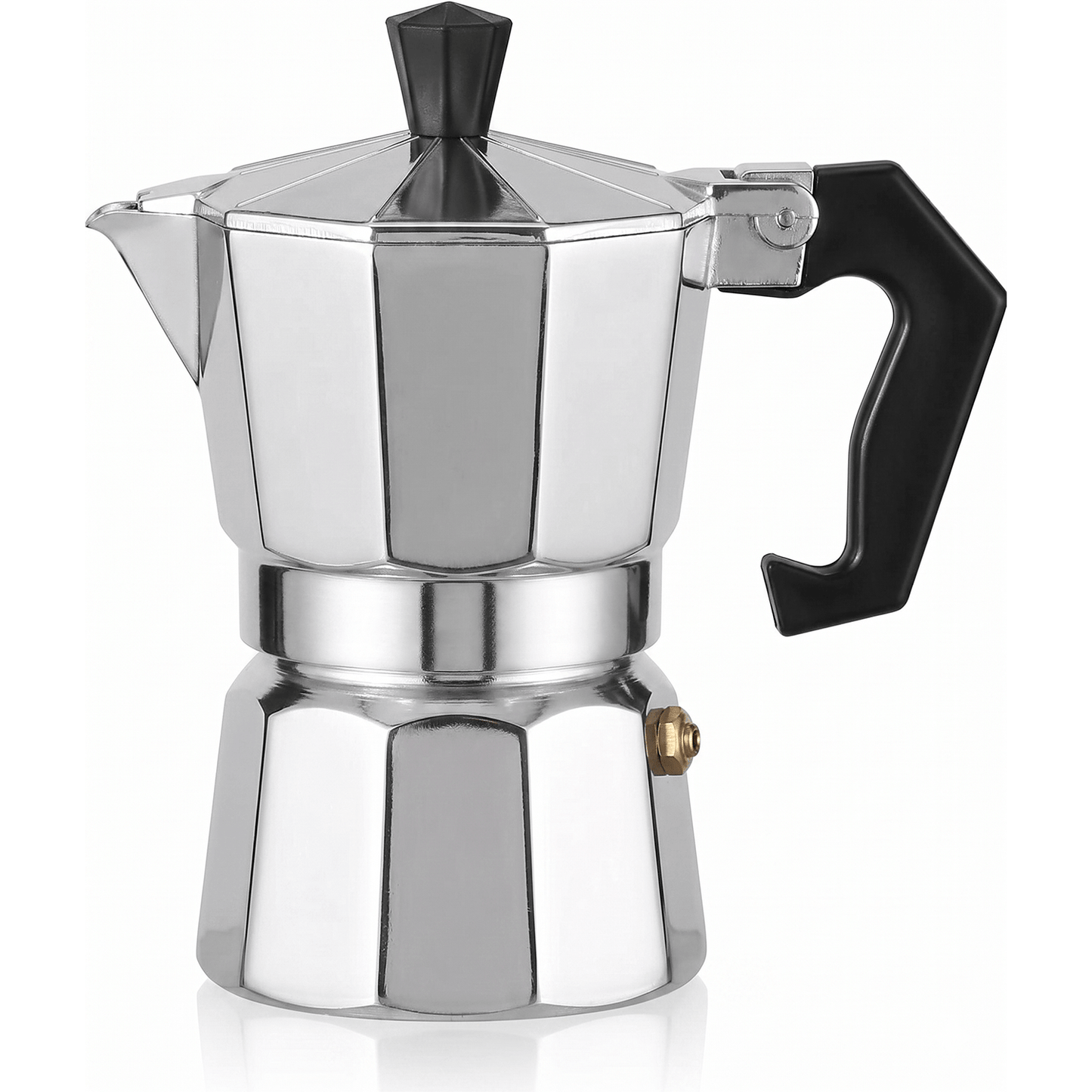 Cafetera Italiana 6 Tazas, Cafetera Italiana de Aluminio con Mango Ergonómico, Compatible con Cocina de Gas, Vitrocerámica e Inducción, Válvula de Seguridad