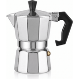 Cafetera Italiana 6 Tazas, Cafetera Italiana de Aluminio con Mango Ergonómico, Compatible con Cocina de Gas, Vitrocerámica e Inducción, Válvula de Seguridad