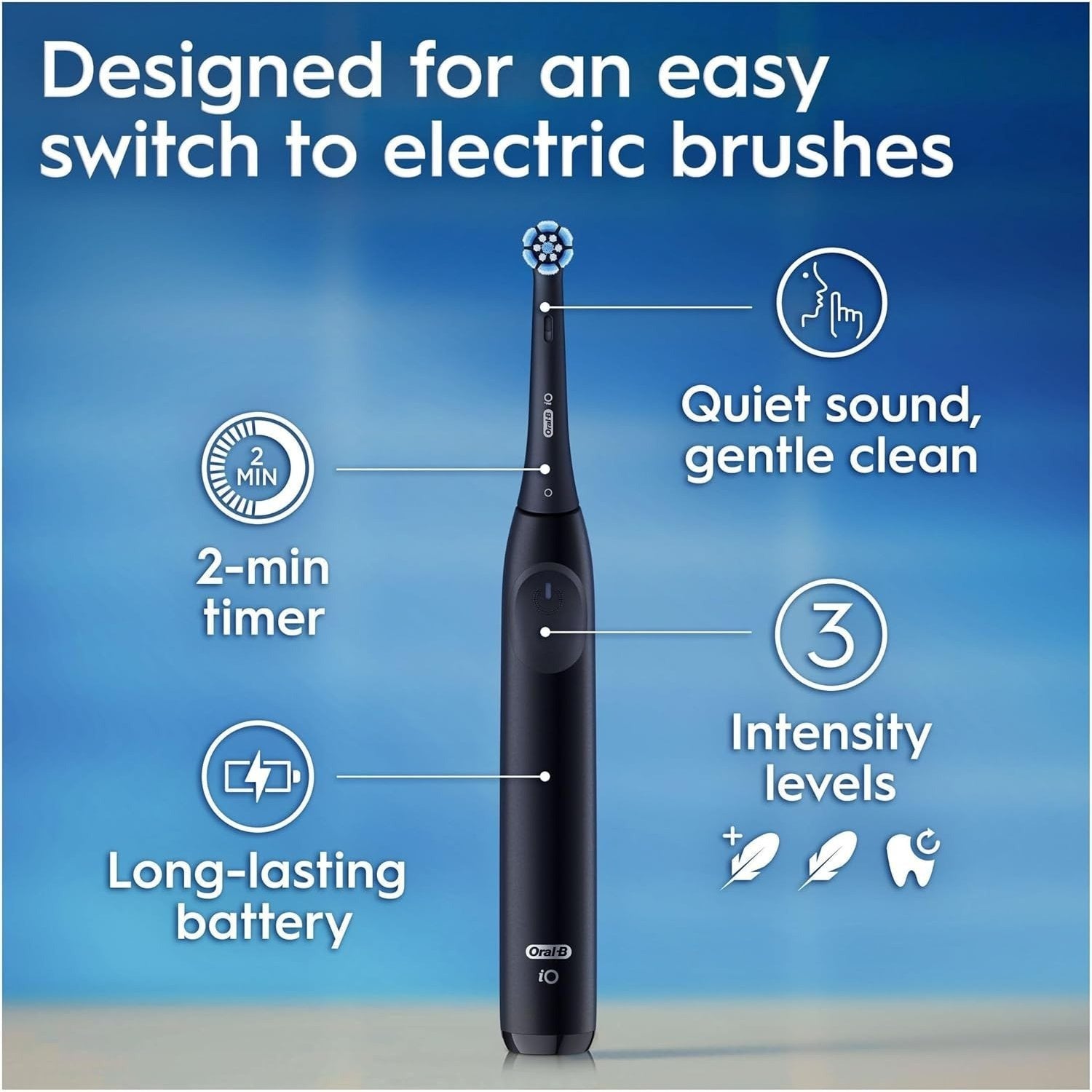 Oral-B iO Series 2 Cepillo de Dientes Eléctrico, Limpieza Profunda para Prevenir el Sarro, Sensor de Presión, 3 Modos de Limpieza, Larga Duración