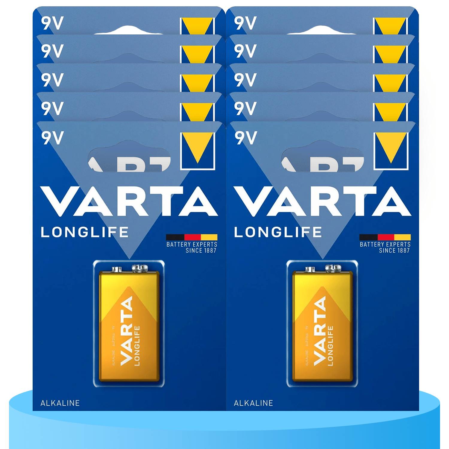 Pilas 9V Alcalinas, Pilas 9v Cuadradas de Alto Rendimiento, VARTA Longlife, Ultra Larga Duración, Energía Continua, Ideal para Detectores de Humo, Micrófonos Inalámbricos, Pedales de Guitarra, Multímetros, Electrodomésticos