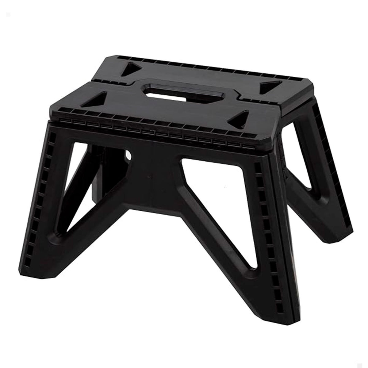 AKTIVE Taburete Plegable Multiusos Portátil con Diseño Antideslizante y Estructura Resistente para Hogar, Cocina y Camping, Soporta Hasta 150kg, 39 x 27 x 23 cm, Negro