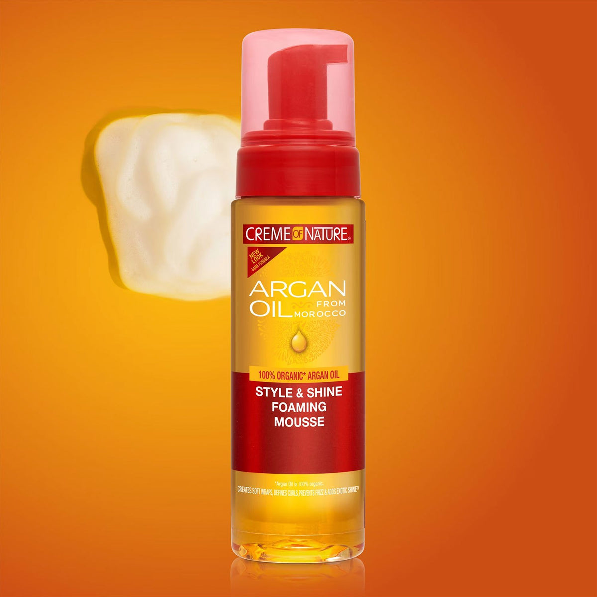 Creme of Nature Argan Oil Style & Shine Foaming Mousse, Mousse Activador de Rizos para Definir, Suavizar y Controlar el Frizz, Aporta Brillo y Volumen, 207 ml