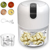 Picadora Electrica de Alimentos, 250ml de Capacidad, Batería 1300 mAh, 1700 RPM, Trocea, Mezcla, Machaca y Muele, Triple Cuchilla de Acero, Resistente, Fácil de Limpiar, Perfecto para Fruta, Verdura, Carne, Hierbas