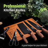 Juego de 6 Cuchillos de Cocina Profesionales, Cuchillos de Acero Inoxidable con Filo de alta Precisión, Excelente Durabilidad, Mango Ergonómico, Fácil de Limpiar, Ideal como Regalo, Incluye 4 Cuchillos, 1 Pelador y 1 Tijera