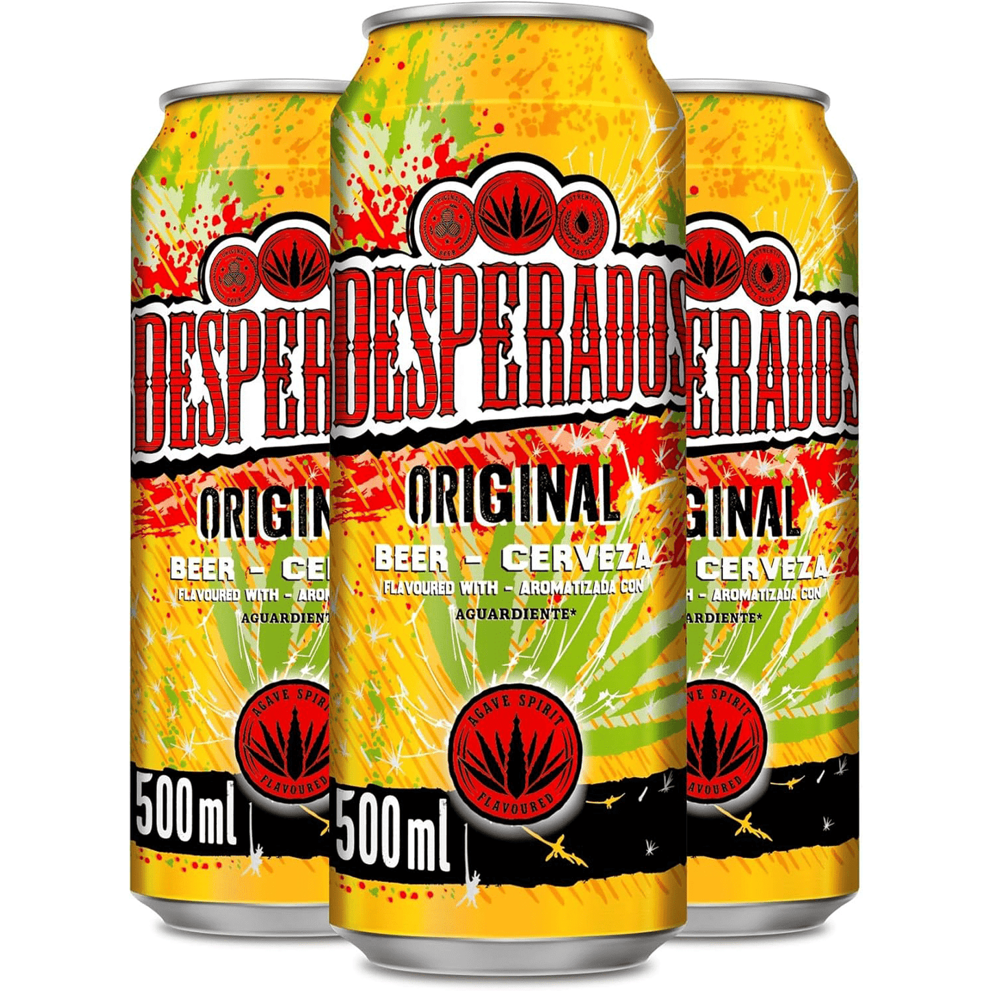 Desperados Cerveza Original, Cerveza 24 Latas de 500ml, Aromatizado con Aguardiente, 5,9% Volumen de Alcohol