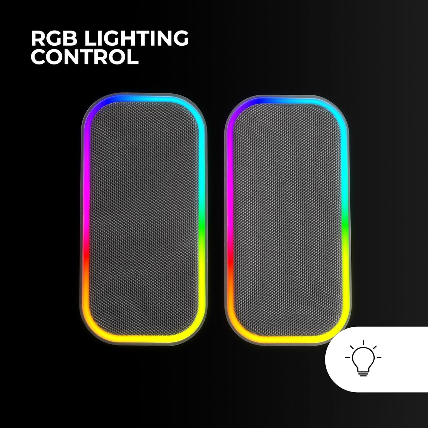 Mars Gaming MS-OM, Altavoces Gaming 20W, Iluminación Dinámica RGB, Altavoces Bluetooth 5.3 + AUX-IN, Caja de Control de Volumen, Chipset DSP Personalizado, Compatibilidad Universal, Negro