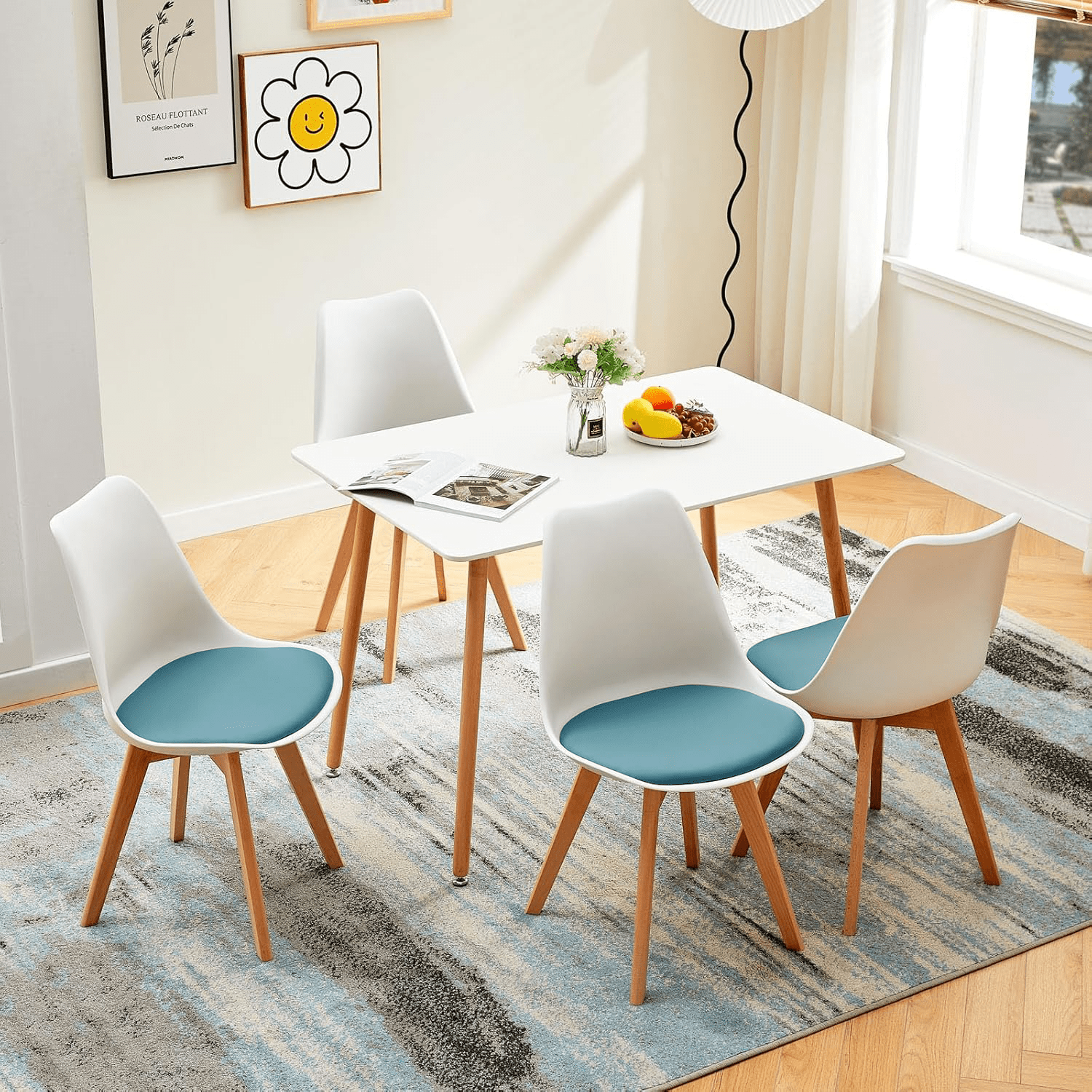1/2/4/6 Unidad Sillas para Comedor, Sillas para Cocina con Asiento Blando, Tapizado y Patas Resistentes de Madera de Haya, Sillas Nórdicas