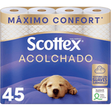 Scottex Acolchado Papel Higiénico Acolchado, Rollos con 3 Capas que Proporcionan Confort y Suavidad