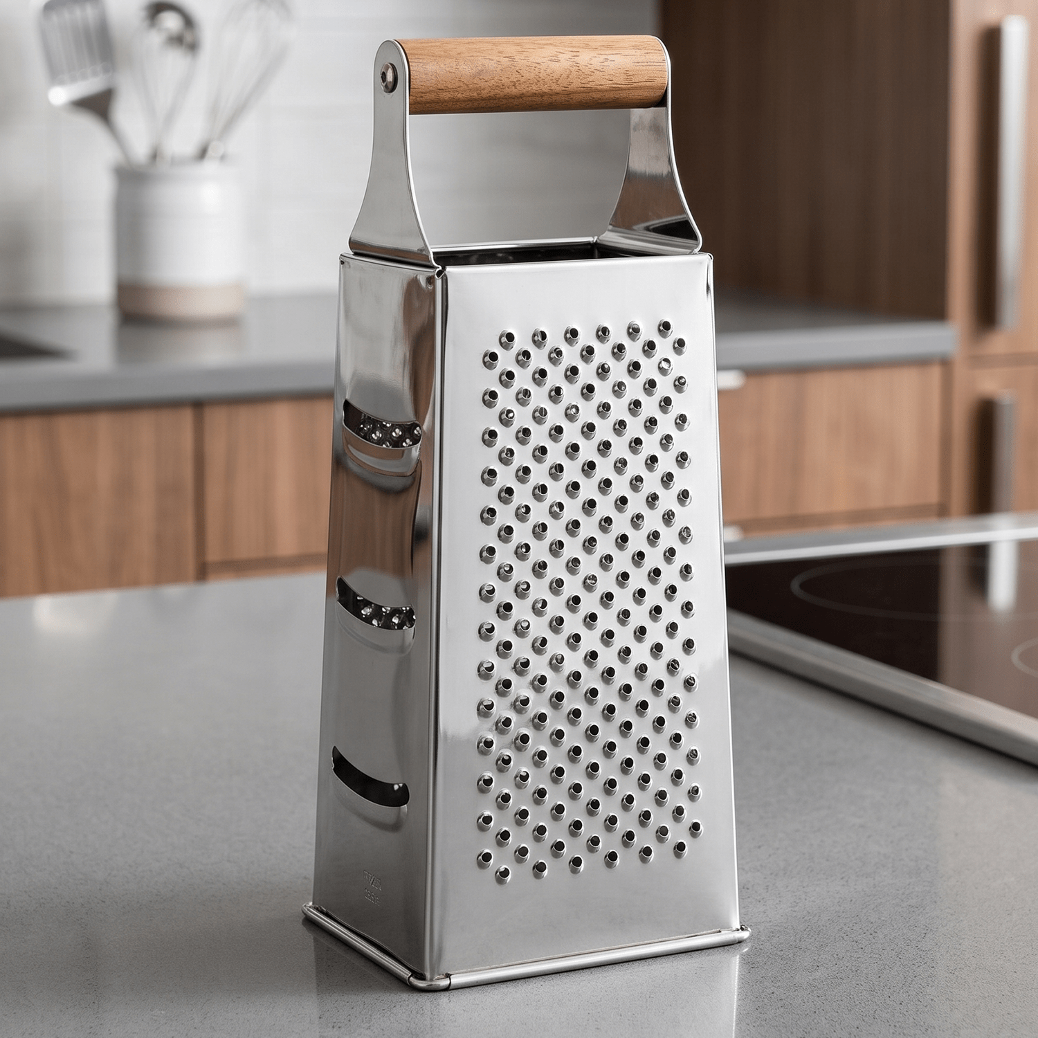 Rallador Cocina de Acero Inoxidable, 4 Tipos de Cortes Diferentes, Rallador de 4 Lados, Asa Superior Resistente, Fácil de Limpiar