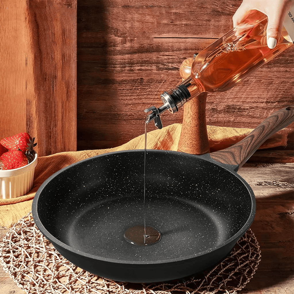 Set 3 Sartenes de Cocina de Aleación de Aluminio Forjado con Revestimiento Cerámico Antiadherente, Tamaños Ø20/24/28 cm, Mangos de Baquelita, Alta Resistencia y Distribución Uniforme del Calor