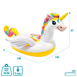 Hinchable Unicornio de 140 x 198 x 97 cm, Incluye 2 Asas de Sujección, 2 Cámaras de Aire, Soporta Hasta 40Kg, Incluye Parche de Reparación