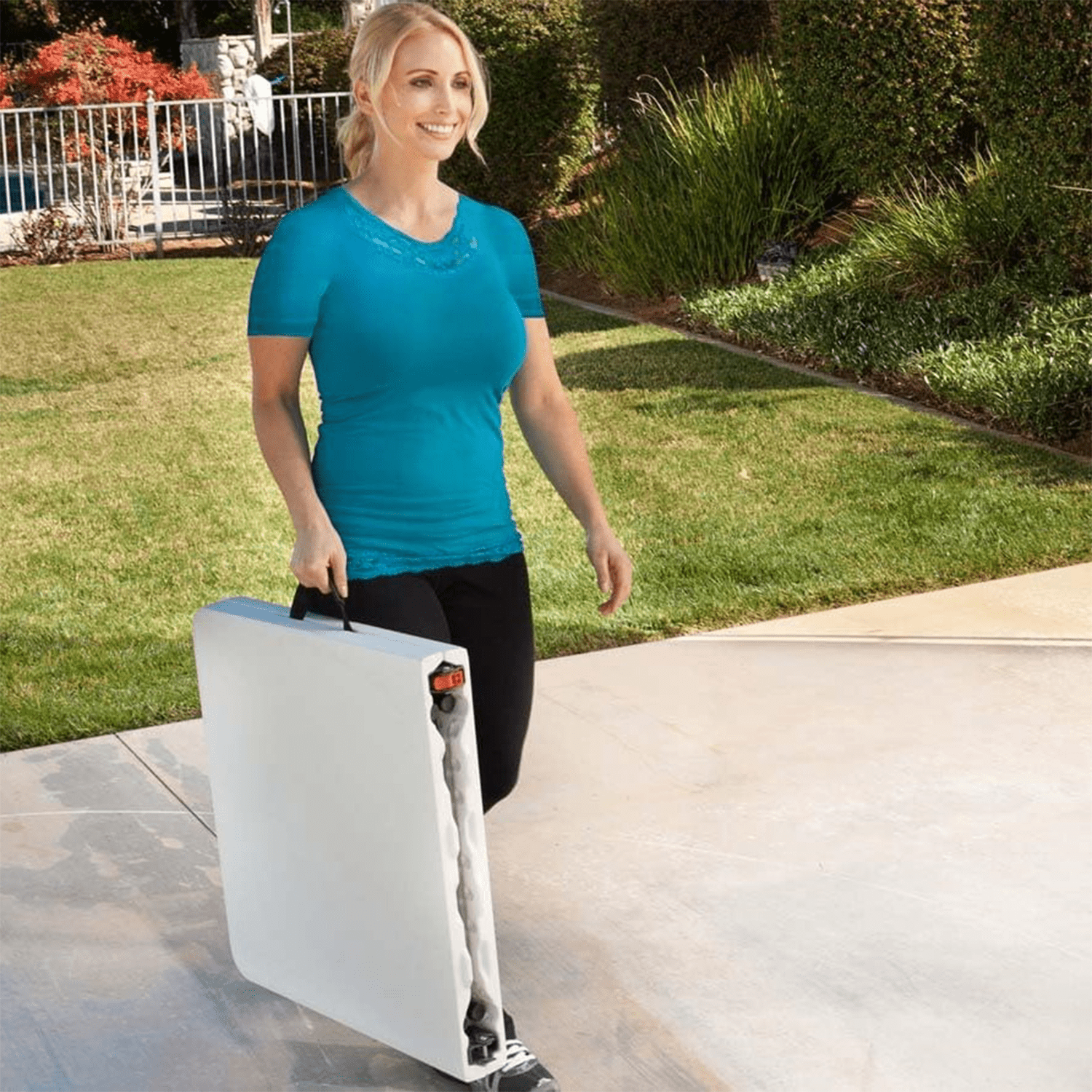 Mesa Plegable Portátil, Mesa Camping Plegable con Asa para Fácil Transporte, 4 Alturas Regulables, Resistente al Agua y Rayos UV, Soporta hasta 340Kg, Esquinas Reforzadas, Diseño Ligero, Resistente a Manchas