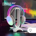 Mars Gaming MH-Glow, Auriculares 360° Full Chroma RGB Flow, Micrófono Cancelación Ruido, Ultraligero, Mempory-Foam, Windows/PS4/PS5/XBOX Series X|S/One/Mac/Switch/Switch 2/Smartphone/Tablet, Blanco