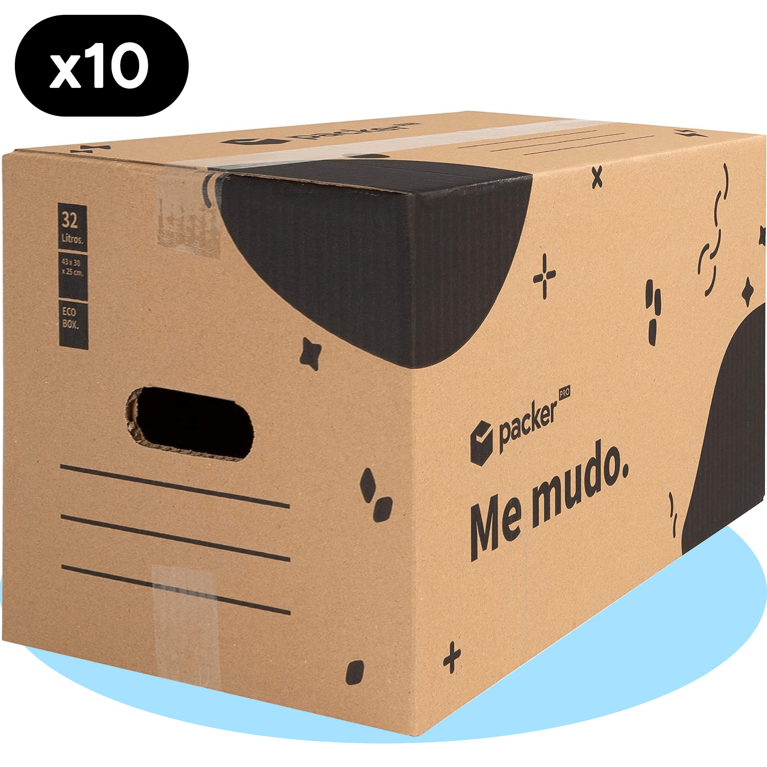 Pack 10 Cajas Carton para Mudanzas y Almacenaje Ultra Resistentes con Asas