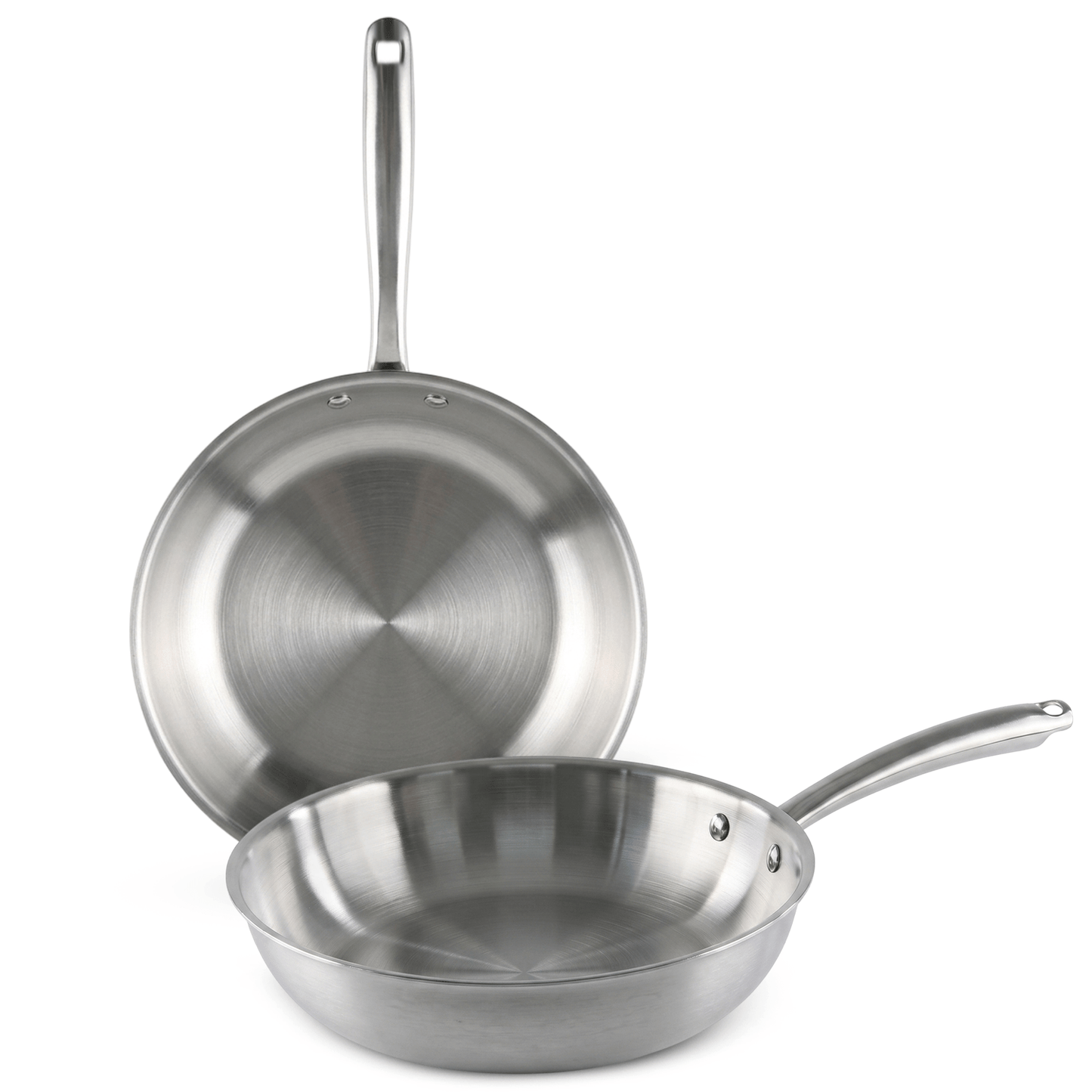 Set 2 Sartenes de Acero Inoxidable TriPly Pulido y Mango Ergonómico de Acero Inoxidable Aptas para Todo Tipos de Cocina, Distribución Uniforme del Calor, Ø20/Ø24cm