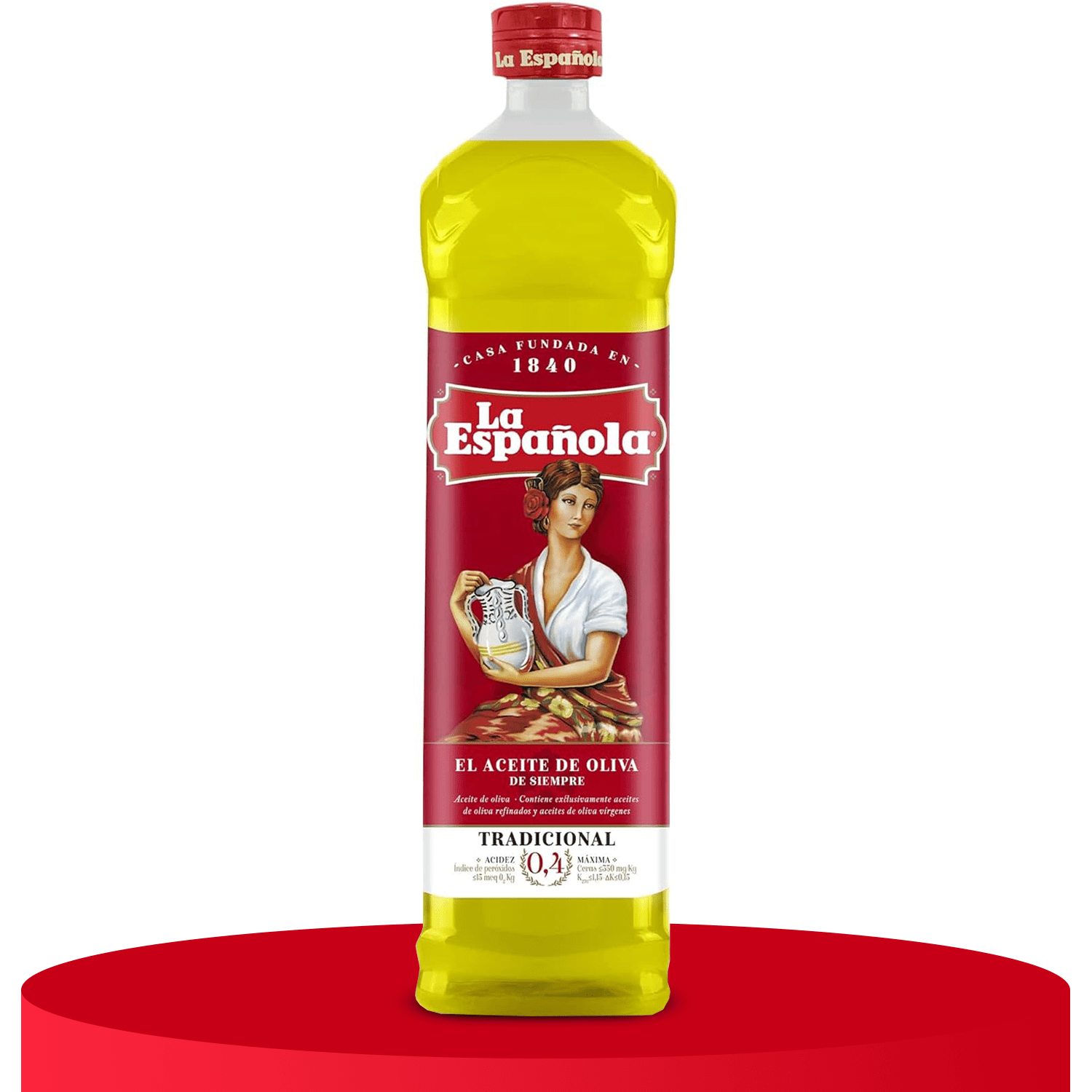 La Española Aceite de Oliva Suave 0.4º, Aceite de Oliva Tradicional, Botella 1L