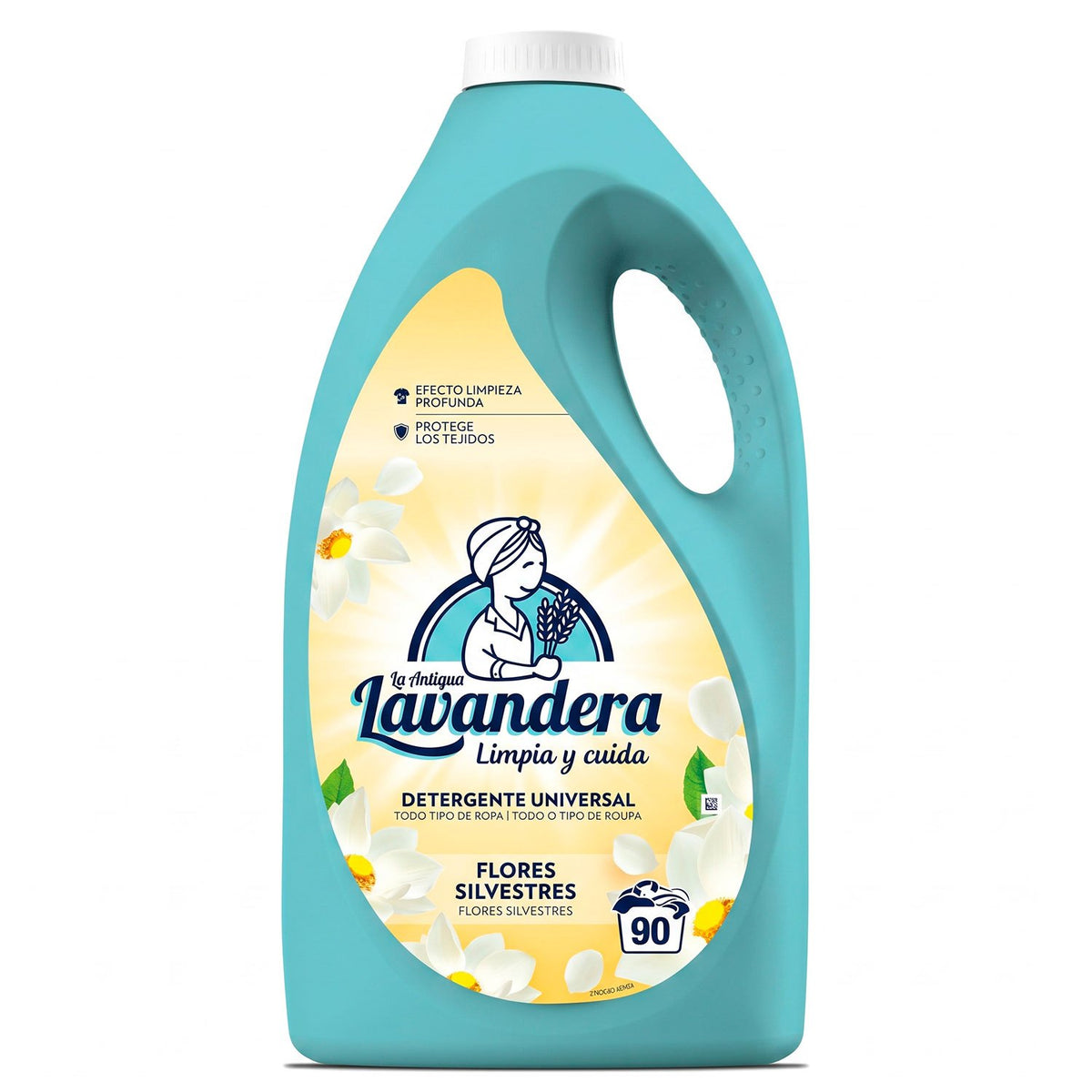 La Antigua Lavandera Detergente Líquido Flores Silvestres, para Lavar y Cuidar la Ropa Blanca y de Color, Ayuda a Eliminar la Suciedad y Deja un Fresco Aroma Floral Duradero, 90 Lavados