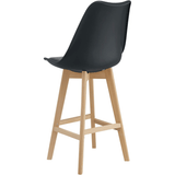 Taburete Alto Cocina con Respaldo, Asiento Blando y Tapizado, Patas Altas Resistentes de Madera de Haya con Reposapiés, Sillas Nórdicas, Ideal para Cocina, Salón, Comedor y Restaurante, 54.5 x 49.5 x 106 cm