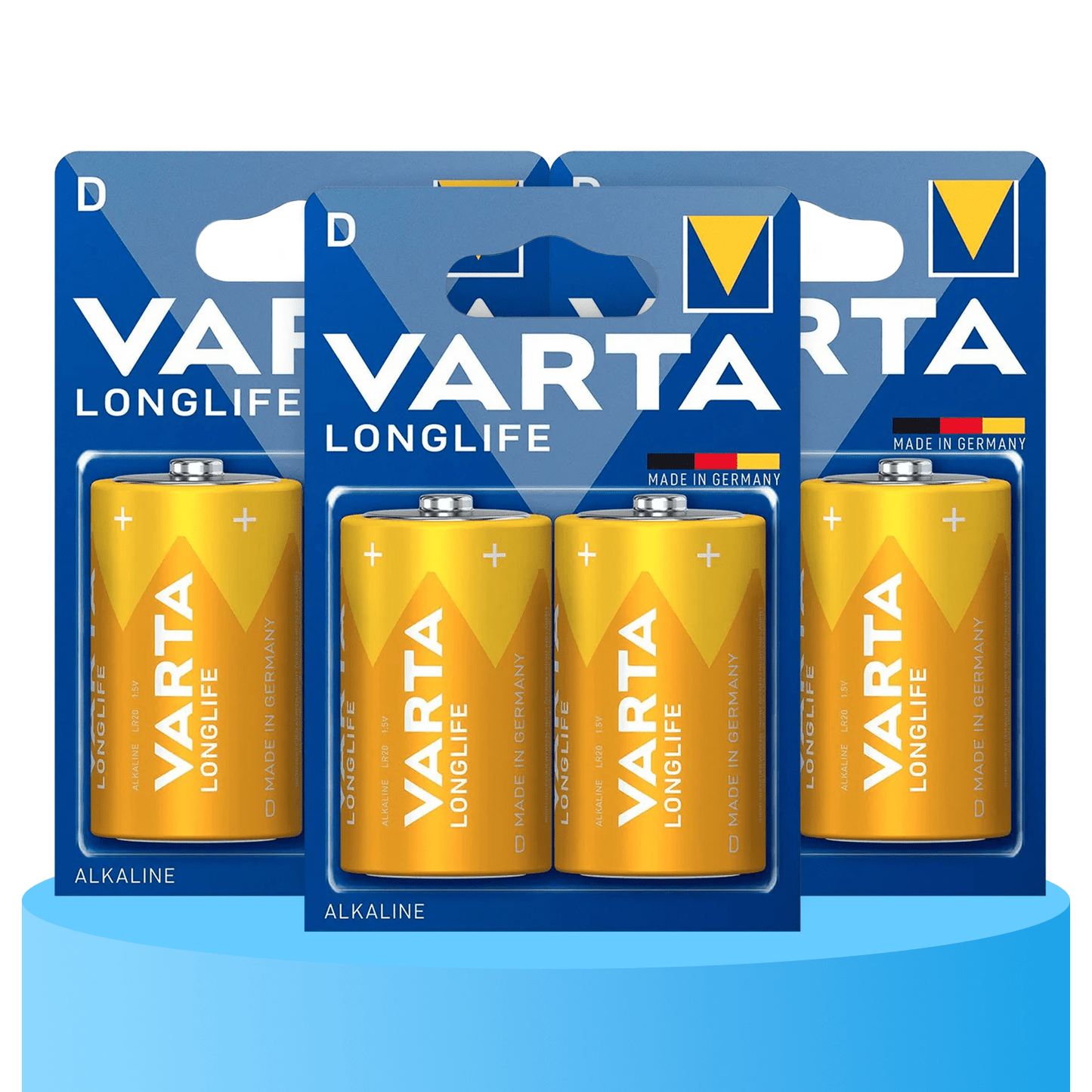 Pilas D Alcalinas de Alto Rendimiento, VARTA Longlife, Ultra Larga Duración, Energía Potente y Continua, Ideal para Linternas de Alto Consumo, Radios Portátiles, Juguetes Grandes, Equipos de Sonido y Dispositivos Industriales - VARTA