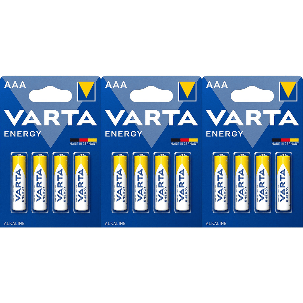 Pilas AAA Alcalinas de Alto Rendimiento, VARTA Energy, Larga Duración, Energía Continua, Ideal para Controles Remotos, Juguetes Electrónicos, Linternas, Lámparas, Relojes, Cámaras y Otros Dispositivos de Uso Diario - VARTA