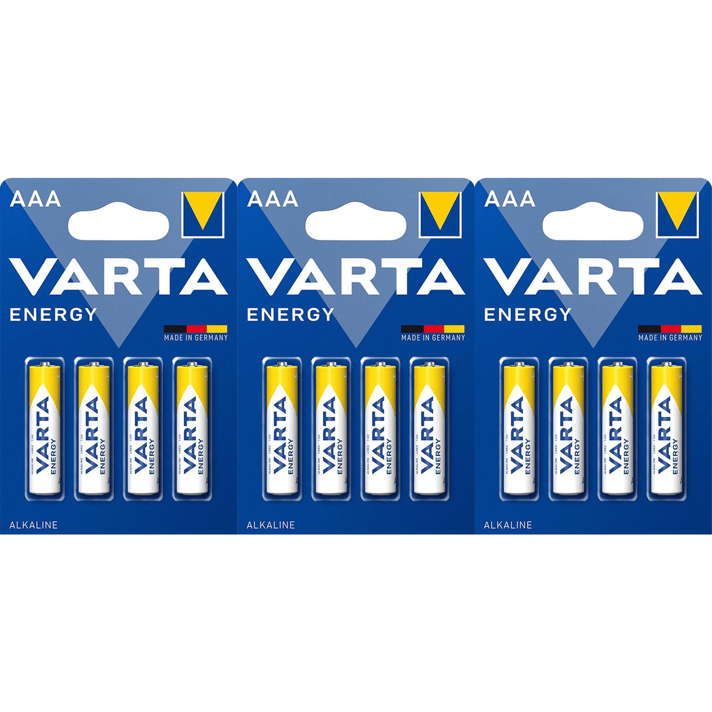Pilas AAA Alcalinas de Alto Rendimiento, VARTA Energy, Larga Duración, Energía Continua, Ideal para Controles Remotos, Juguetes Electrónicos, Linternas, Lámparas, Relojes, Cámaras y Otros Dispositivos de Uso Diario - VARTA