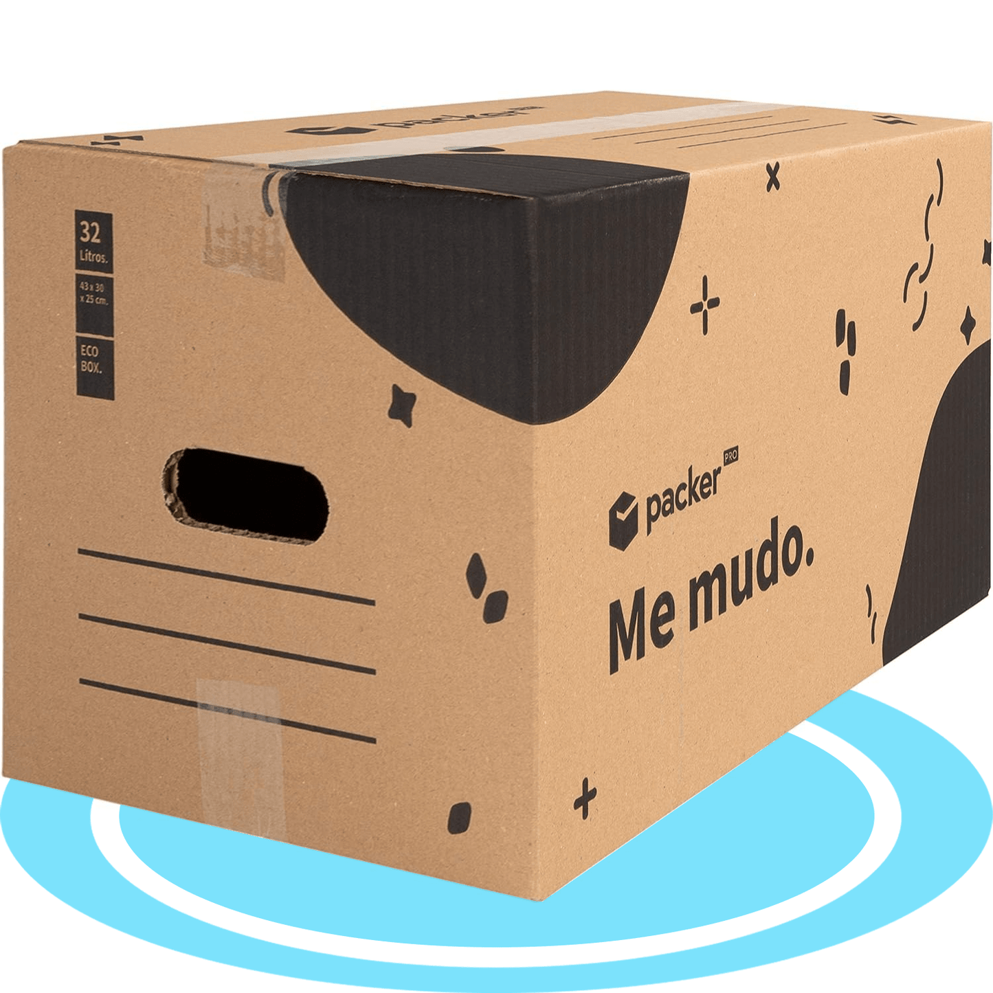 packer PRO Caja Cartón para Mudanzas y Almacenaje Ultra Resistentes con Asas, Cartón Resistente de Máxima Durabilidad, Tamaño Ideal para Mudanzas y Almacenaje de Libros, Objetos y Ropa, Asas Laterales para Manejo Fácil y Seguro