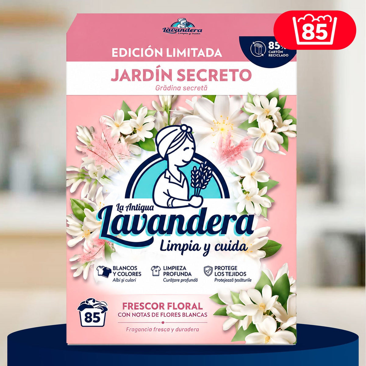 La Antigua Lavandera Detergente en Polvo para Ropa, Aroma Jardín Secreto, 85 Lavados