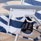 Silla Plegable Playa Reclinable y Resistente. Soporta hasta 110kg. 4 Posiciones, Respaldo Reclinable, Cojín Acolchado, Bolsillo Lateral. Sistema Antivuelco. Hecha de Aluminio y Poliéster. Ideal para Playa, Jardín, Terraza o Camping. 50x45x76cm