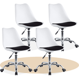 Silla Escritorio Ergonómica con Ruedas, Silla Oficina Giratoria con Altura Ajustable, Acolchada, Estilo Nórdico, Ideal para Estudio y Oficina