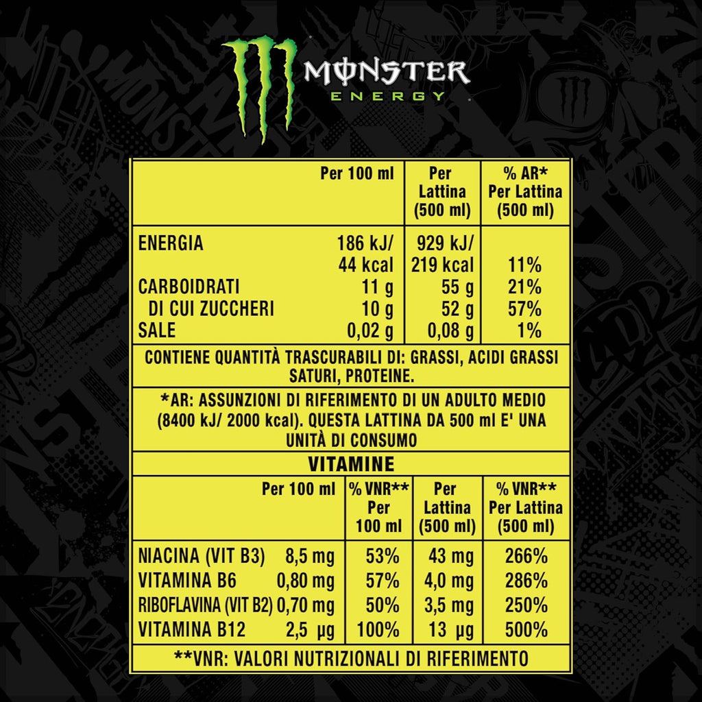 MONSTER ENERGY Bebida Energética, Refresco Energético, Pack 12/24 Latas de 500ml
