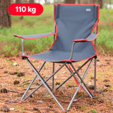 AKTIVE Silla de Camping Plegable para Playa, Pesca y Exteriores con Apoyabrazos y Portavasos Integrado, Capacidad de hasta 110 kg, 45x47x82 cm, Gris Marengo con Rojo