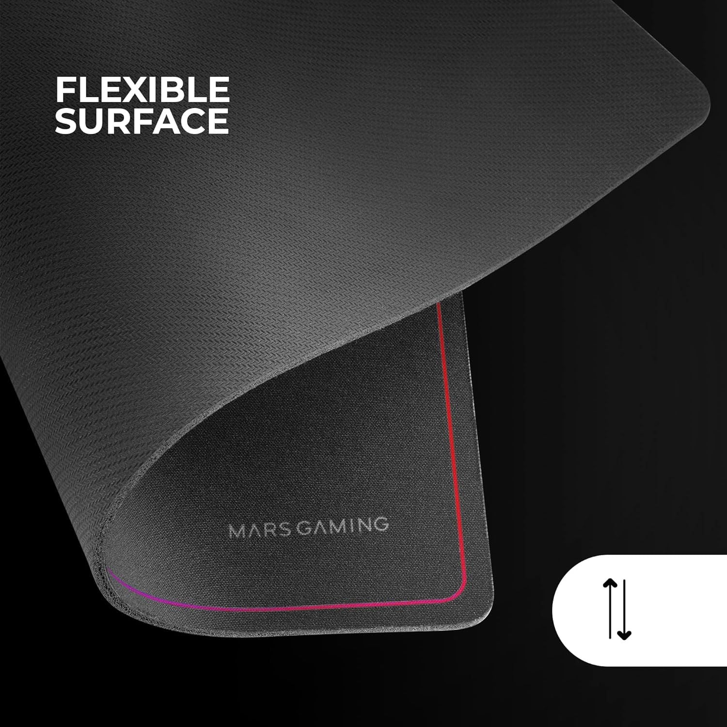 Mars Gaming MMP124, Alfombrilla Gaming 360x260mm, Diseño de Bordes Rainbow, Base Antideslizante de Caucho Natural, Superficie Nanotextil de Alta Precisión, Alfombrilla de Ratón Flexible, Negro