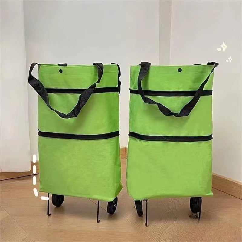Carro Compra Plegable, Bolsa Carro Compra Plegable con Reudas, Gran Capacidad, Bolsa de Compras Multiusos, Facil de Llevar y Guardar, Hecho en Tela Oxford 600D Resistente, Fondo Reforzado, Dimensión Cerrado: 40 x 16 x 32 cm