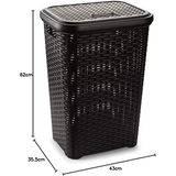 Pongotodo para Ropa Sucia con Tapa, Cesta Grande para Ropa Sucia, Cesta de Almacenamiento para Ropa Sucia para Baño, Cesta de Lavandería, Fabricado en Plástico y con Diseño Elegante, Capacidad de 60L, Asas Laterales para Mayor Comodidad, 43 x 35,5 x 62 cm