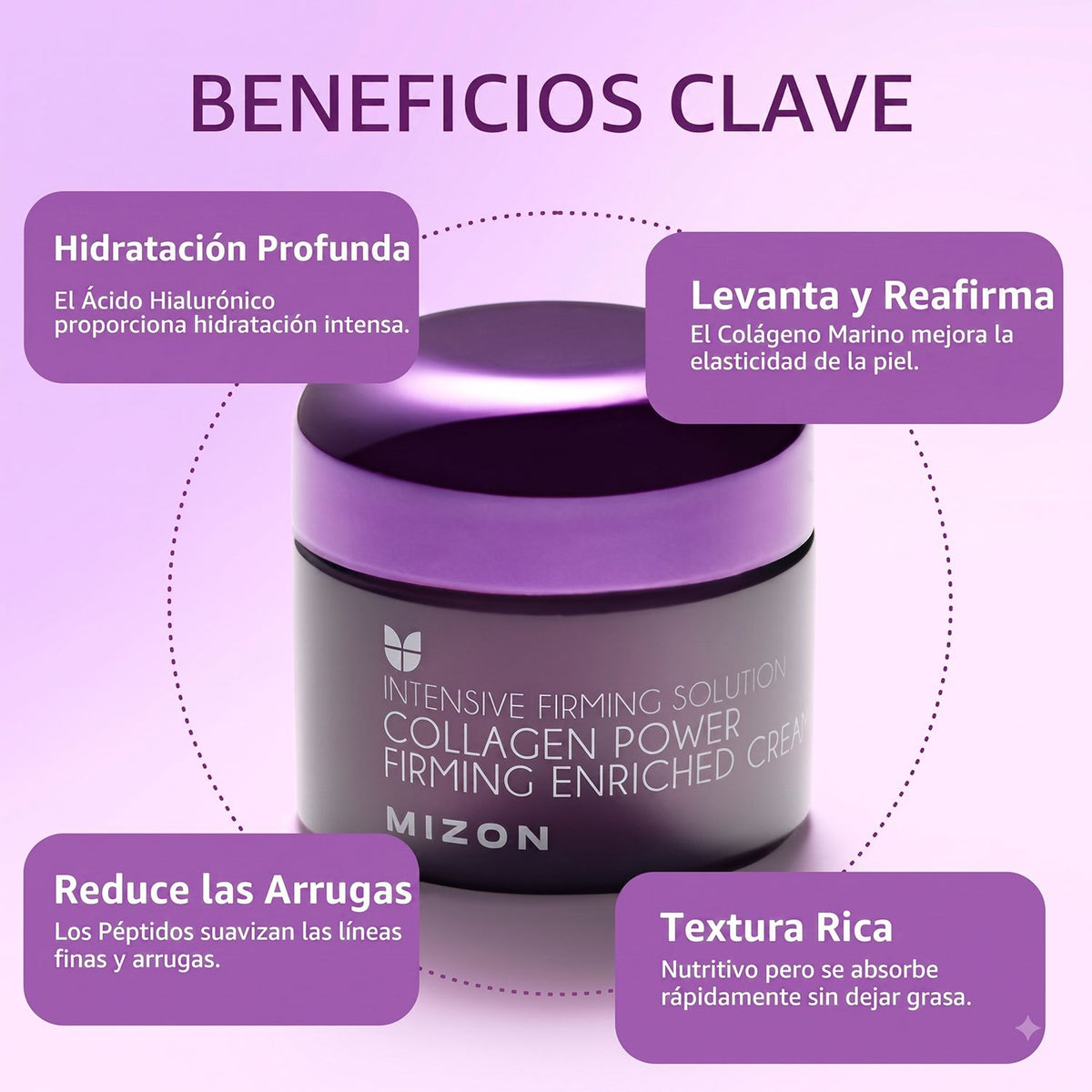 Mizon Collagen Power Lifting Cream, Crema Facial con Colágeno para Hidratación, Firmeza y Elasticidad de la Piel, Textura Ligera, 75 ml