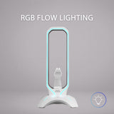 Mars Gaming MHHPRO, Soporte Auriculares 3en1 con Iluminación RGB Flow Touch, Bungee para Ratón, HUB con 2 USB 3.0, Base Antideslizante y Diseño Compacto, Blanco