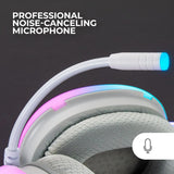 Mars Gaming MH-Glow, Auriculares 360° Full Chroma RGB Flow, Micrófono Cancelación Ruido, Ultraligero, Mempory-Foam, Windows/PS4/PS5/XBOX Series X|S/One/Mac/Switch/Switch 2/Smartphone/Tablet, Blanco