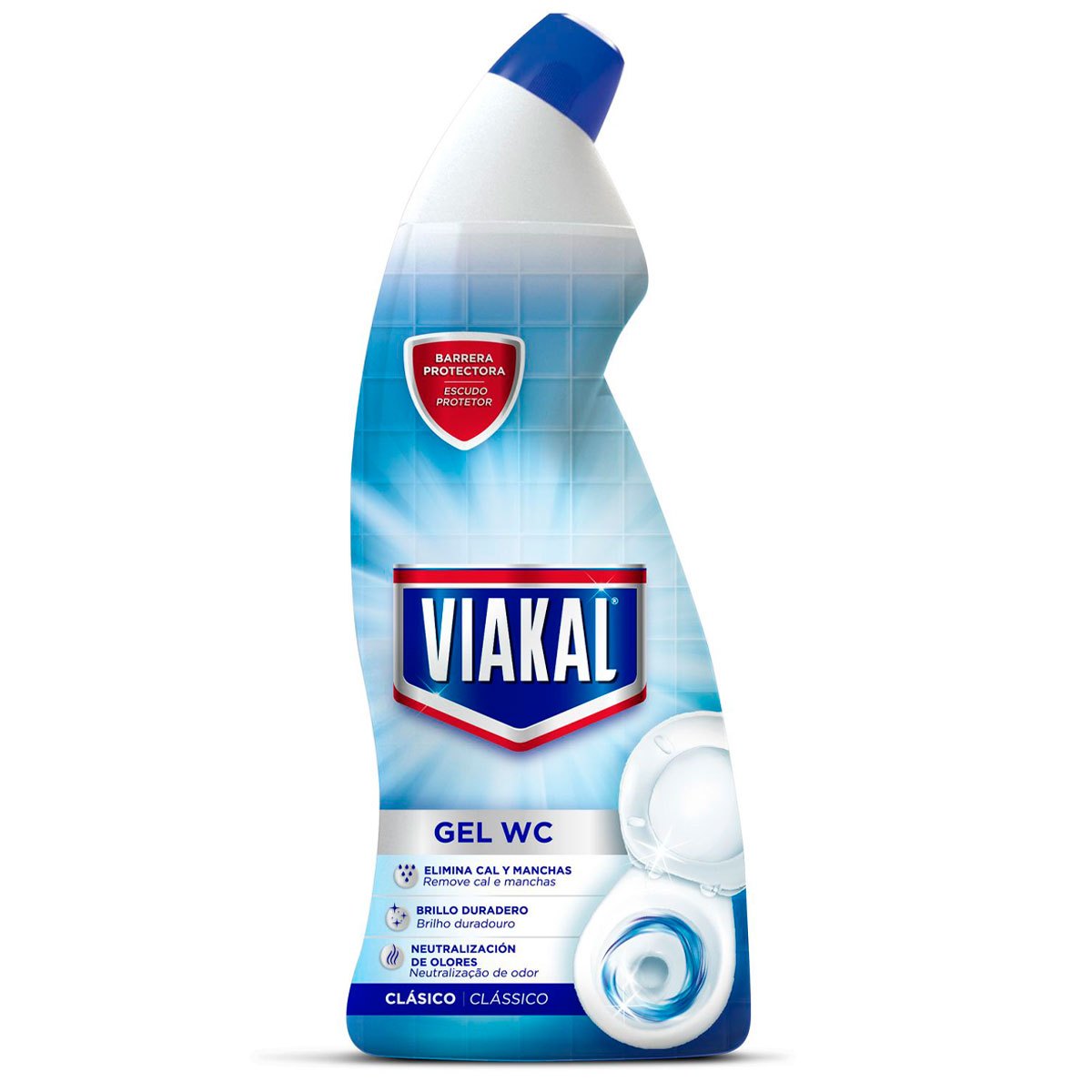 Viakal Gel Inodoro Antical para Limpiar y Eliminar Incrustaciones con Acción Brillante en Botella Dosificadora, 750 ml