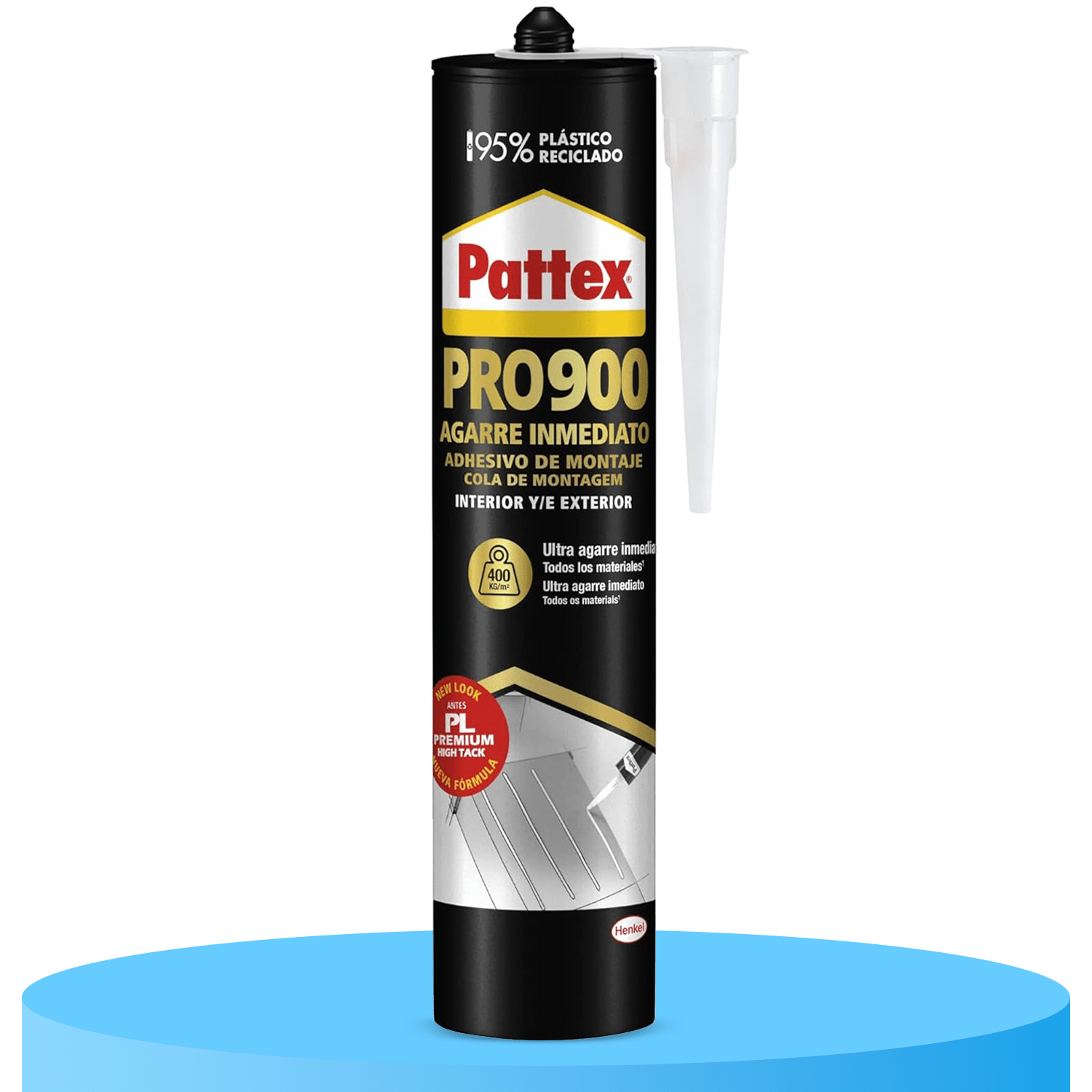 Pattex PRO900 Adhesivo de Montaje para Interiores y Exteriores, Pegamento Fuerte de Agarre Inmediato, Pegamento Extrafuerte Resistente al Agua con Gran Poder de Relleno, 460g