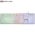 Mars Gaming MK220, Teclado Gaming Híbrido H-Mech, Iluminación FRGB Rainbow + Halo, Panel de Aluminio, Anti-Ghosting, USB Plug & Play, PC PS5 Xbox Switch, Idioma Francés, Blanco