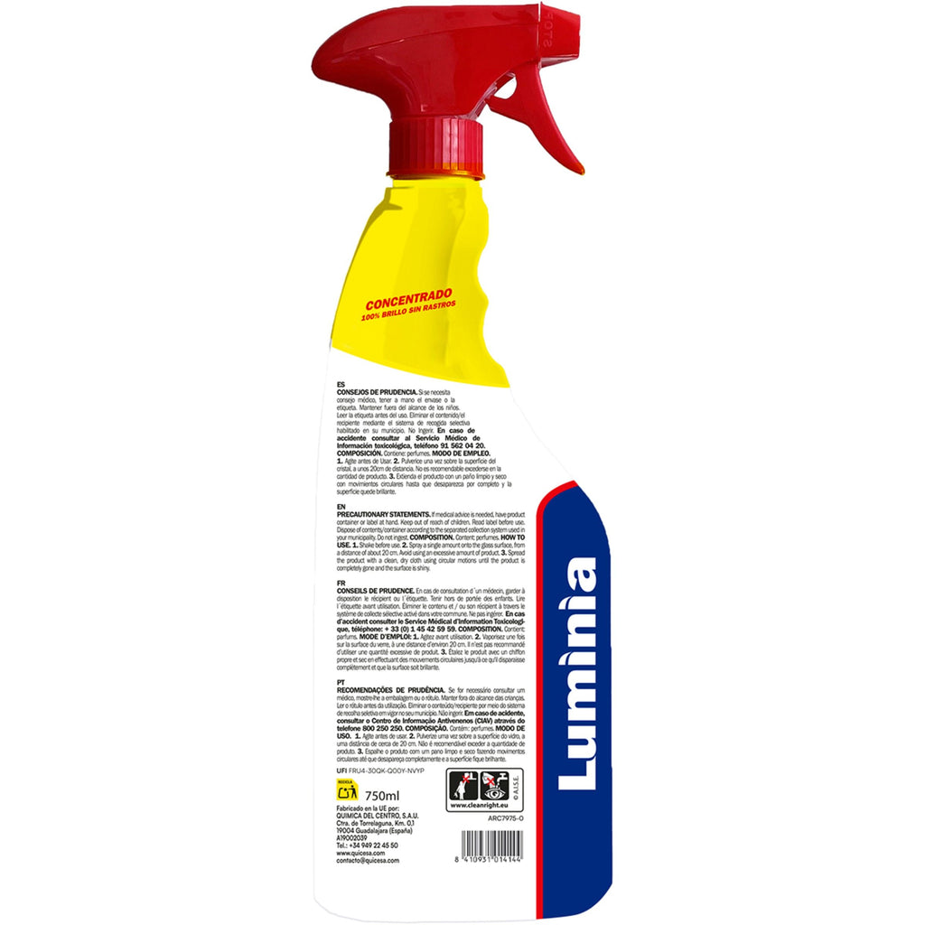 Luminia Limpia Cristales Concentrado Ultra Micro Tech, Limpieza Duradera Triple, Ideal para Cristales y Ventanas, 750ml por Botella