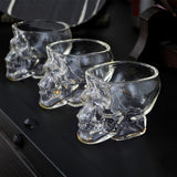 x3 Vaso Calavera de Cristal, Muy Resistentes, Base Gruesa y Estable, Forma de Calavera 3D, 3 unidades 80ml